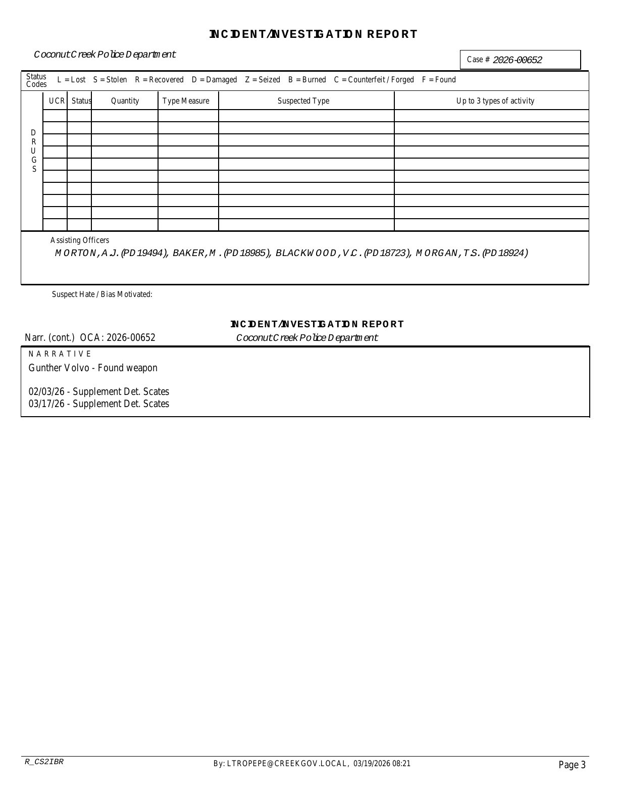 Police Report — Case #2026-00652 — Page 3