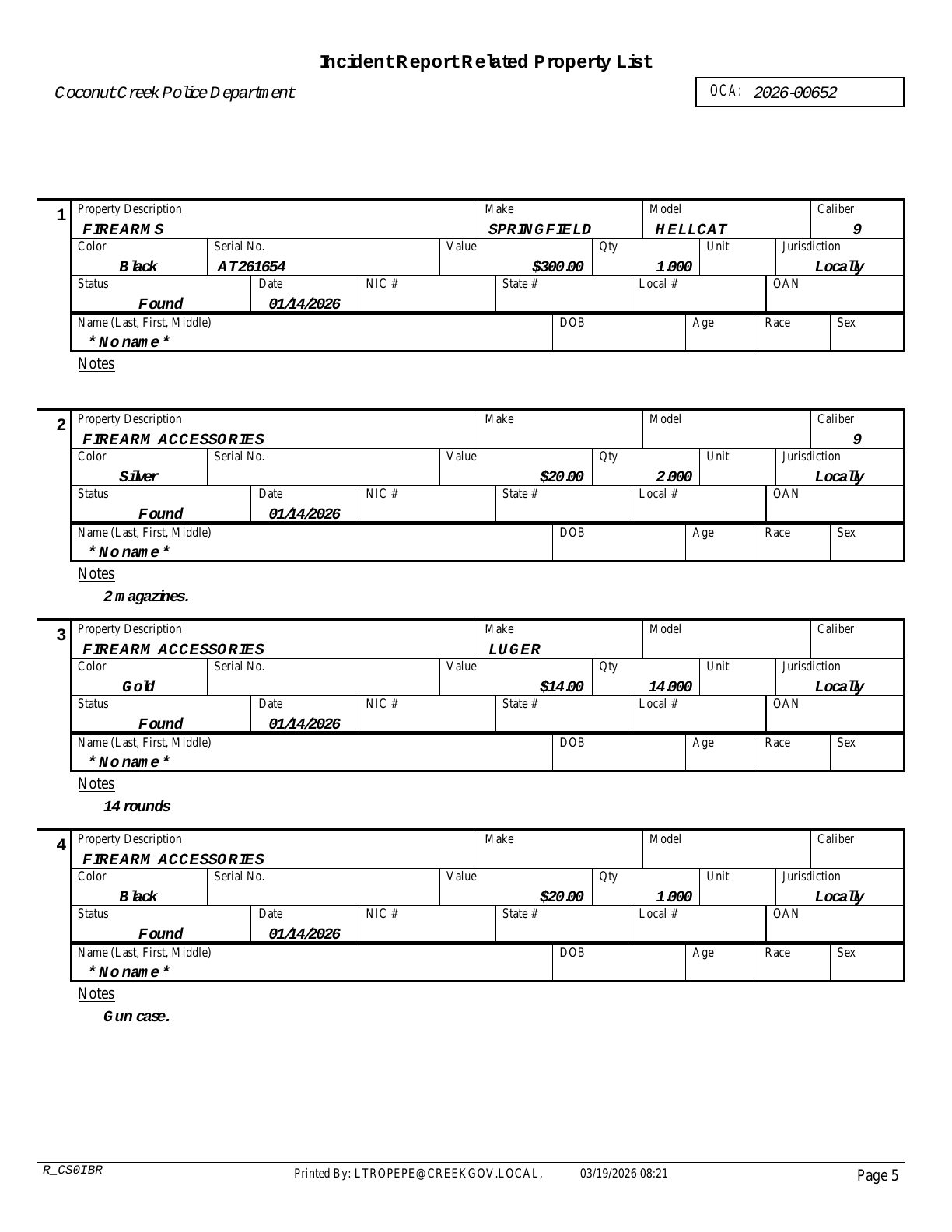 Police Report — Case #2026-00652 — Page 5