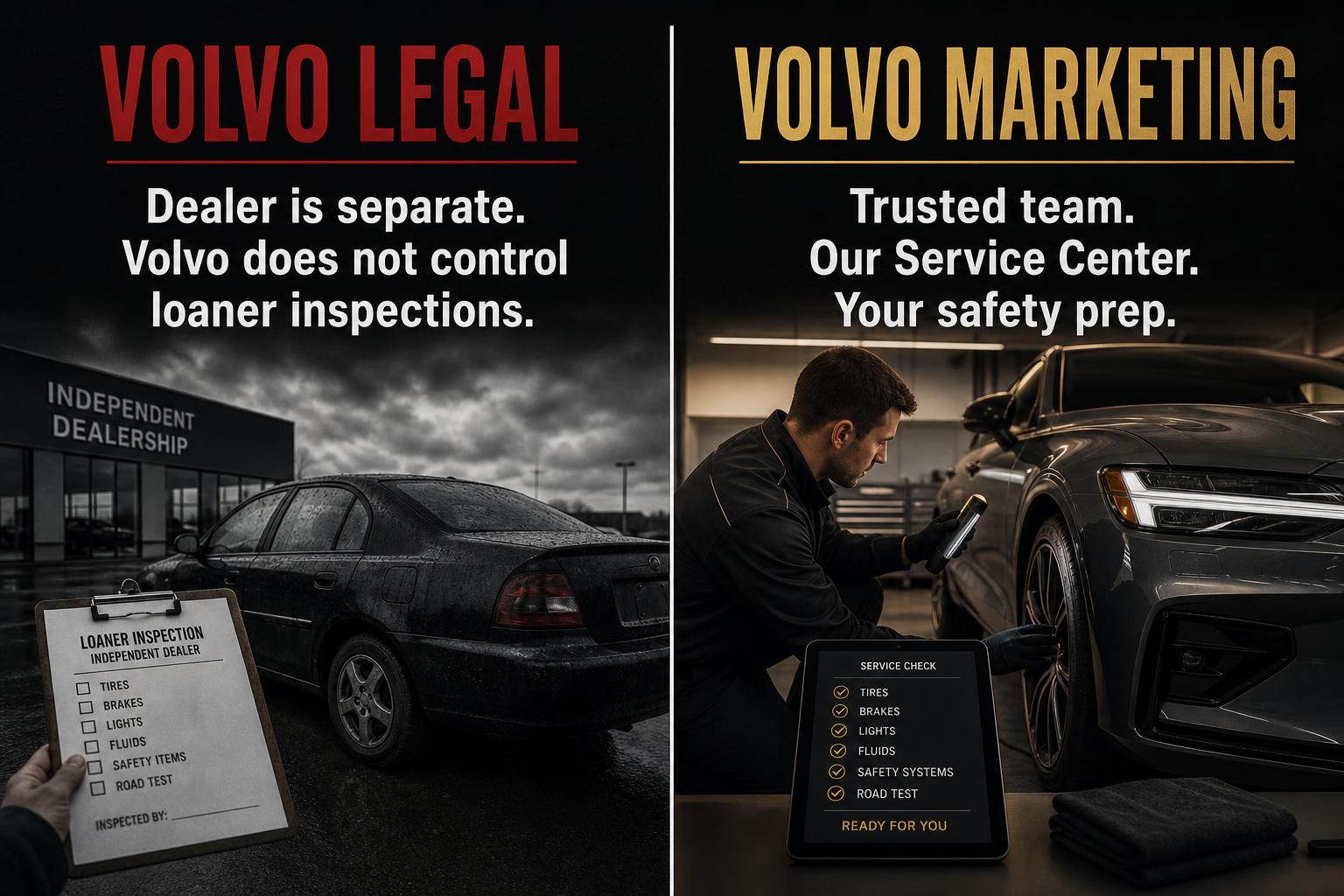 Volvo Legal vs. Volvo Marketing — side-by-side comparison