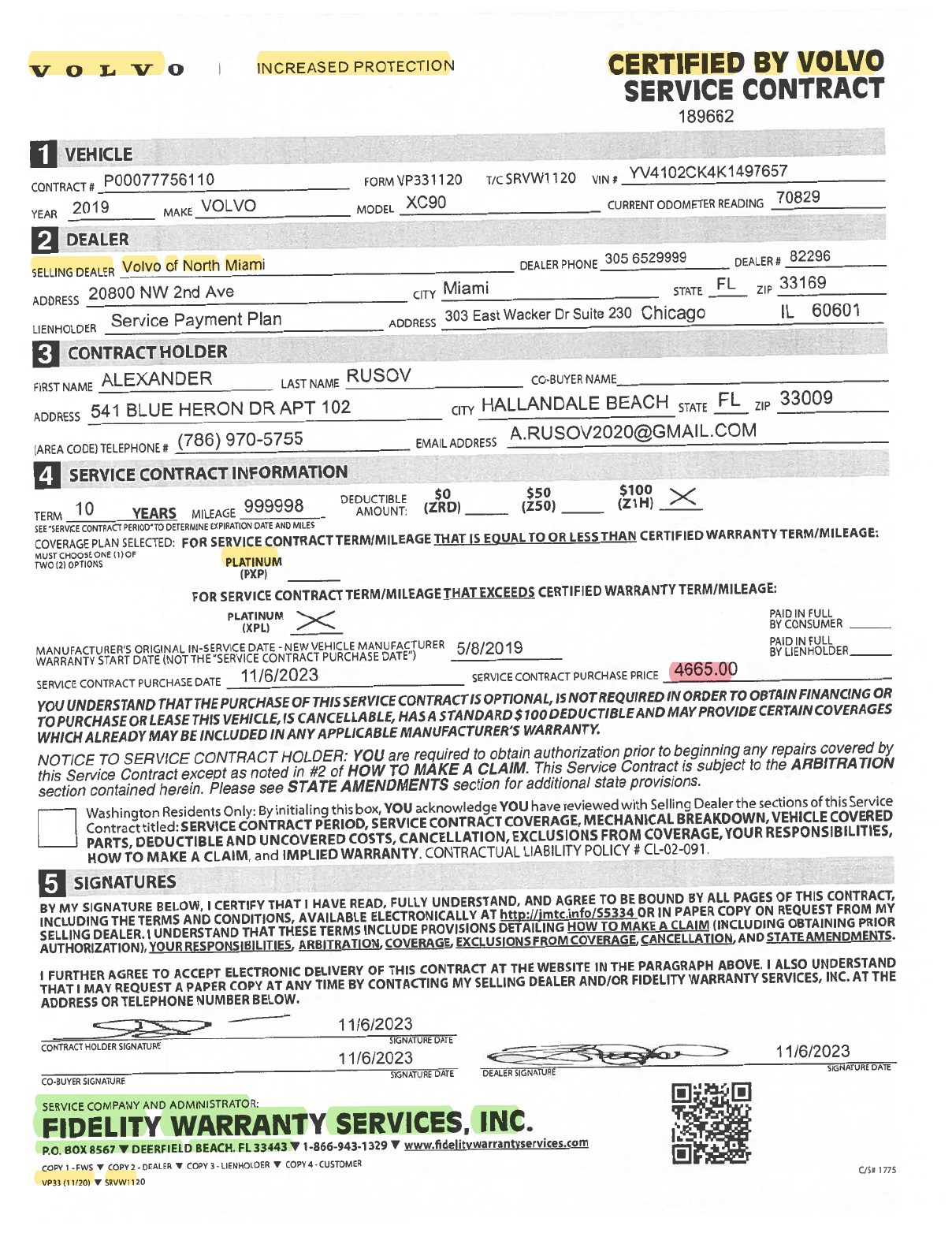 Certified by Volvo Service Contract — Page 1